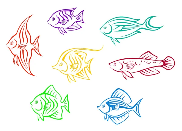 Барвистий набір акваріумних риб — стоковий вектор