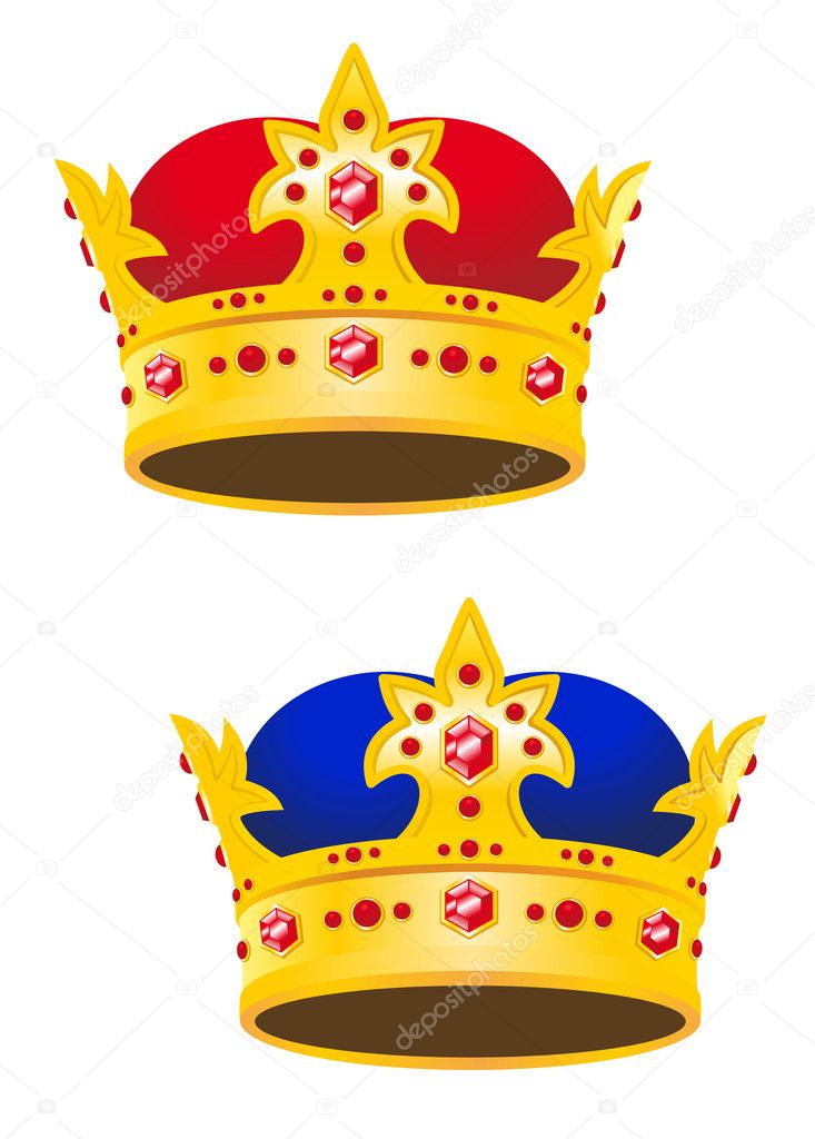 Golden king crown with gems