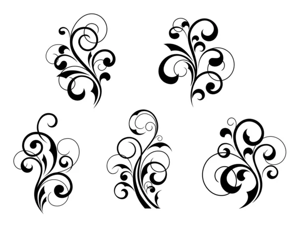 Elementos y motivos florales — Vector de stock