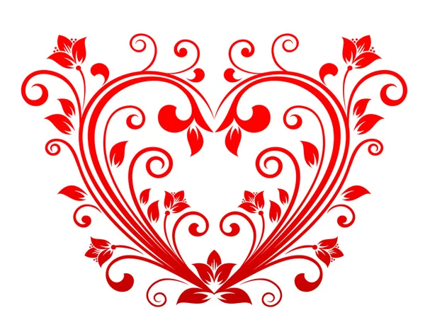 San Valentín corazón floral — Vector de stock
