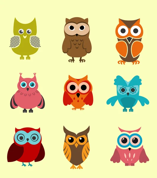 Doodle owls — Stock Vector