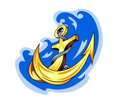 Sailor tattoo - anchor in water clipart