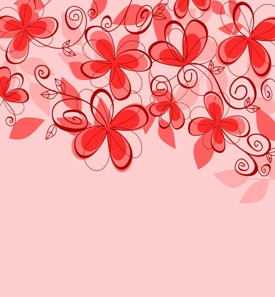 Αφηρημένο floral φόντο με κόκκινα και ροζ λουλούδια — Διανυσματικό Αρχείο