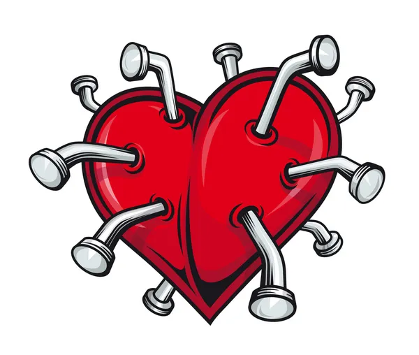 Tatuaggio del cuore rotto — Vettoriale Stock