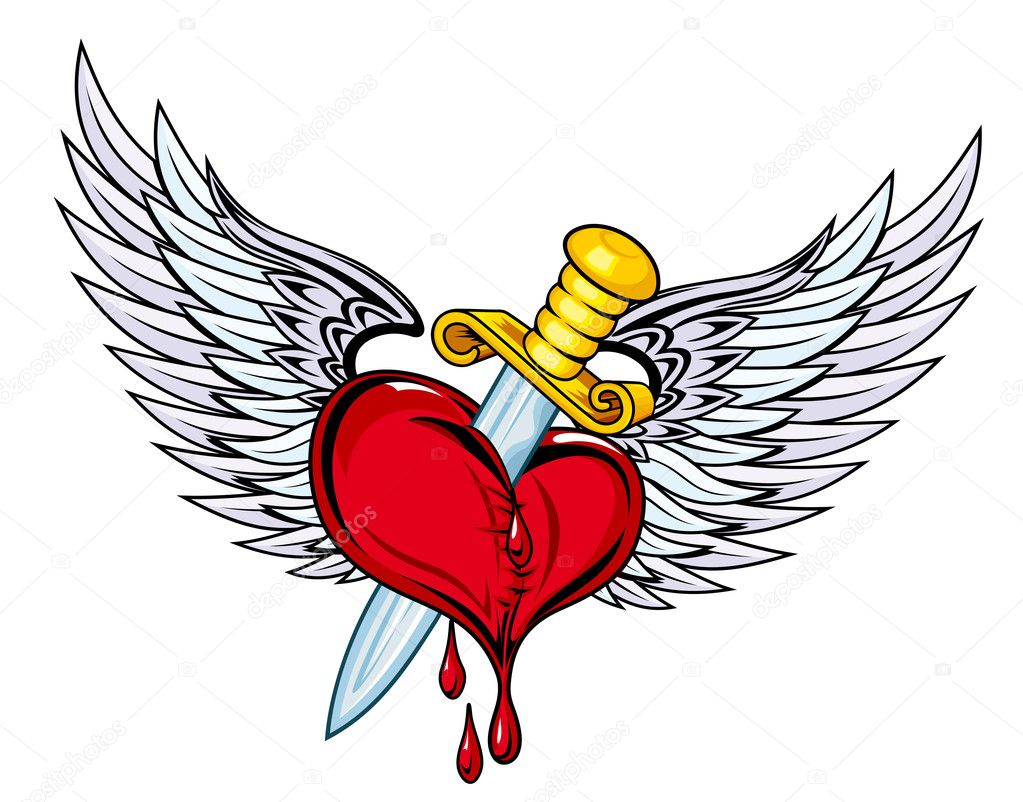 Heart with sword and wings Stock Vector Image by ©Seamartini #8129024