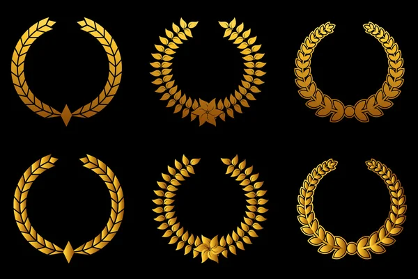 Ouro laurel wreathes conjunto — Vetor de Stock