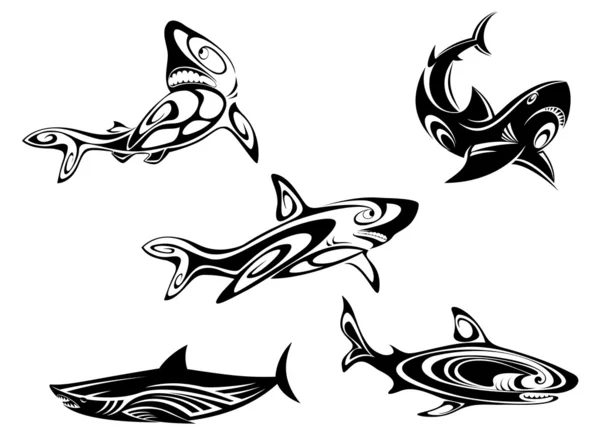 Tatuajes de tiburón — Vector de stock