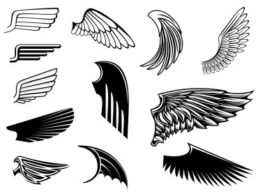 Set of heraldic wings clipart