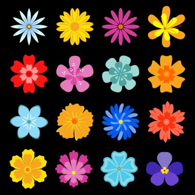 Set of flower blossoms clipart