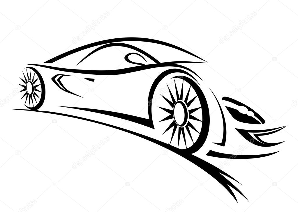 Silhouette of racing car for sports design