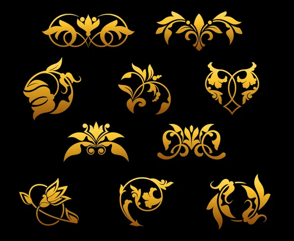 Винтажные золотые цветы — стоковый вектор