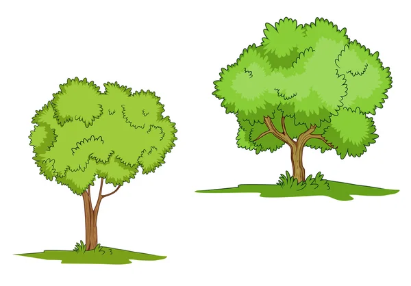 Árvores verdes com grama — Vetor de Stock