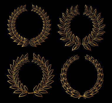 Golden laurel wreaths clipart