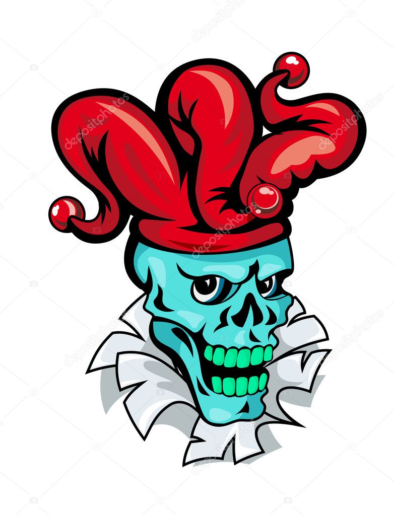 Cartoon Joker skull