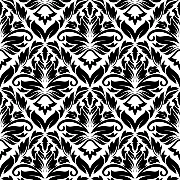 Blanco y negro floral sin costura — Archivo Imágenes Vectoriales