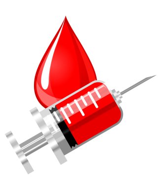 Blood drop and syringe clipart