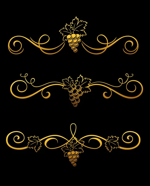 Golden grape borders — Stock Vector