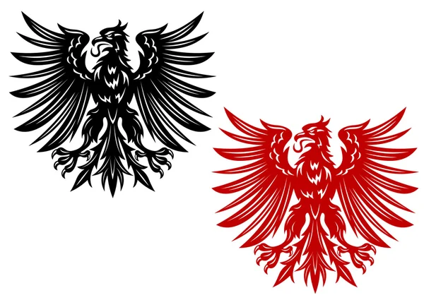 Aigles héraldiques rouges et noirs — Image vectorielle