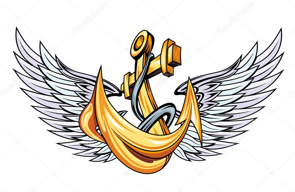 Anchor with wings