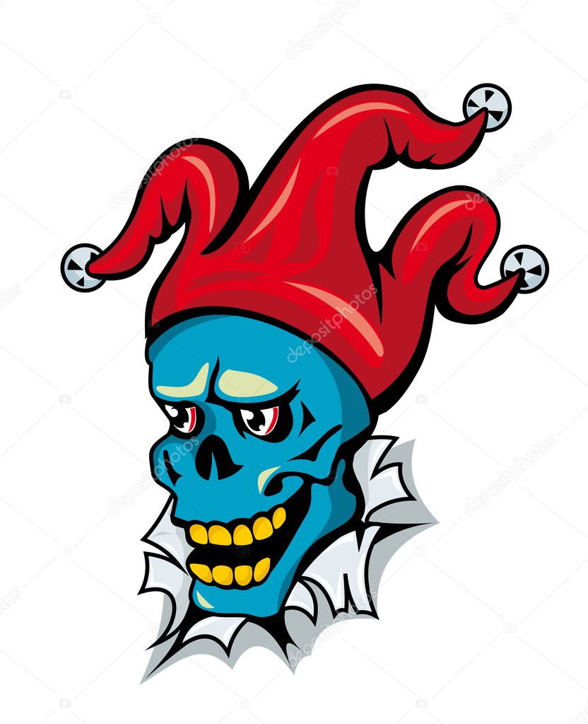 Clown skull in hat