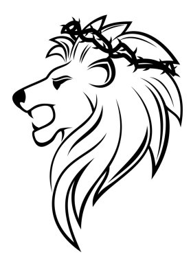 Heraldic lion with thorny wreath clipart