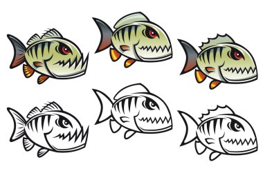 Angry cartoon piranha fish clipart