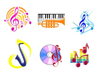 Musical symbols and emblems clipart