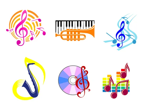 Muzikale symbolen en emblemen — Stockvector