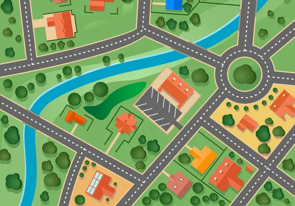 Carte du village de banlieue — Image vectorielle