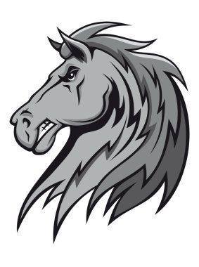 Angry gray stallion clipart