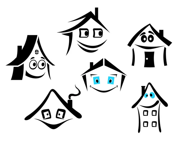 Smiling houses — Stock Vector
