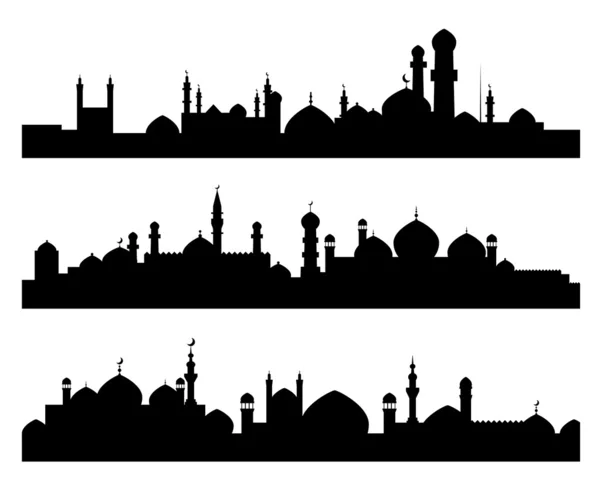 Siluetas de ciudades musulmanas — Vector de stock
