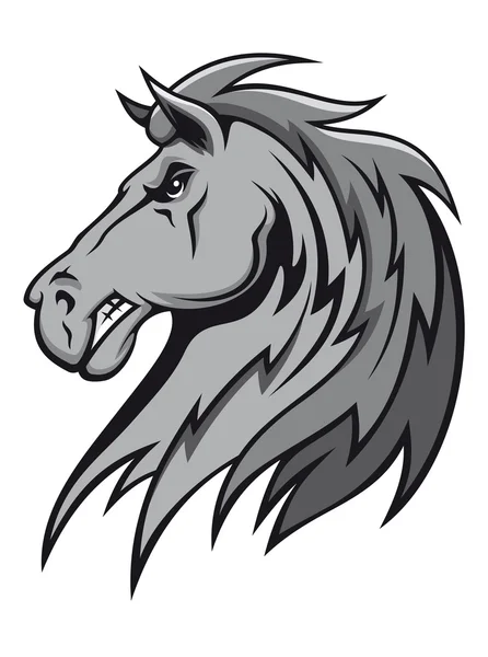 Angry gray stallion — Stock Vector