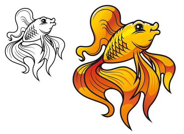 Cartoon gyllene fisk — Stock vektor