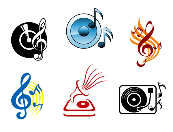 Musical icons and symbols — Stock Vector