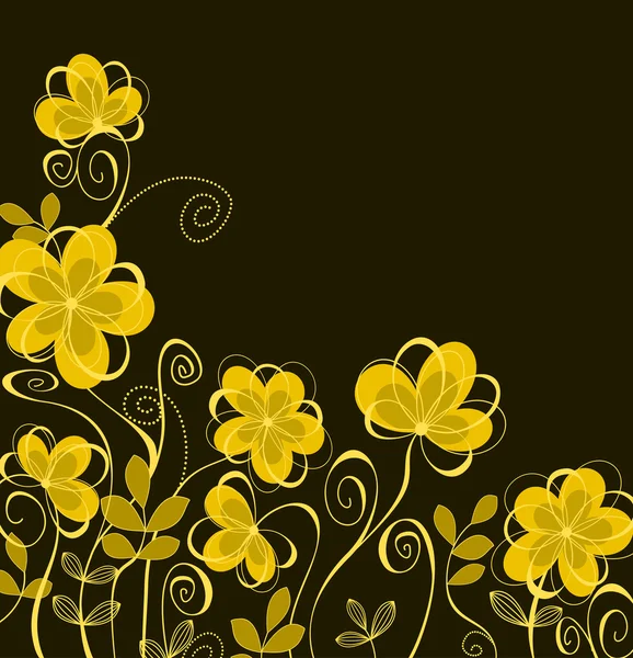 Abstract background with yellow flowers — Stock Vector