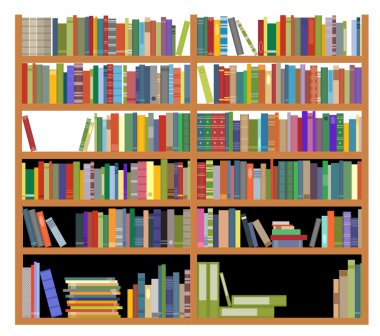 Bookshelf with books clipart