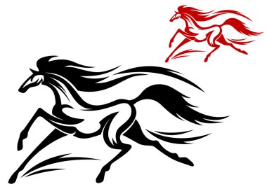 Running horse tattoo clipart