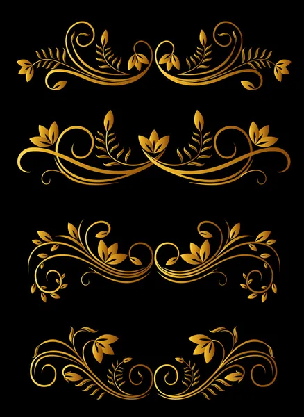 Golden floral elementen — Stockvector