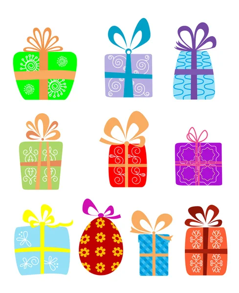 Cadeaux de vacances avec rubans — Image vectorielle