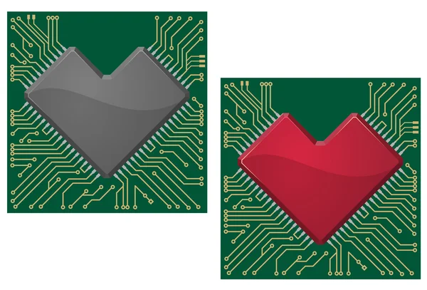 Chip de corazón de placa base — Vector de stock