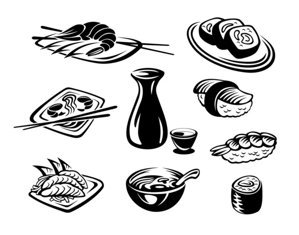 Jepang seafood - Stok Vektor