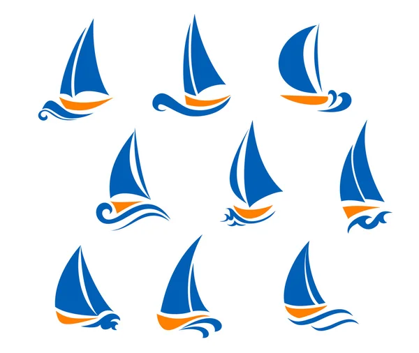 乘快艇和帆船赛的符号 — 图库矢量图片