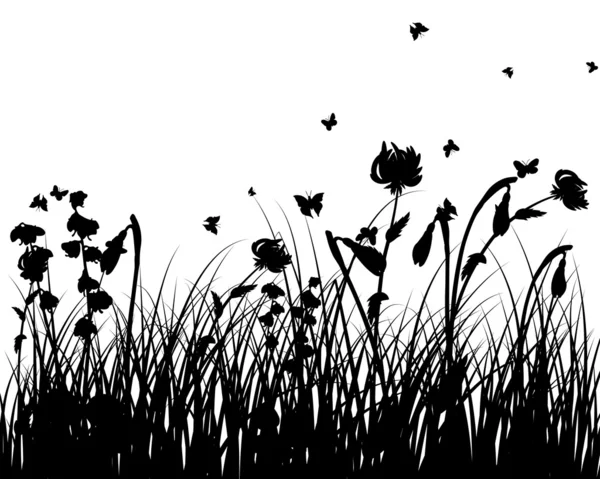 Meadow silhouettes — Stock Vector