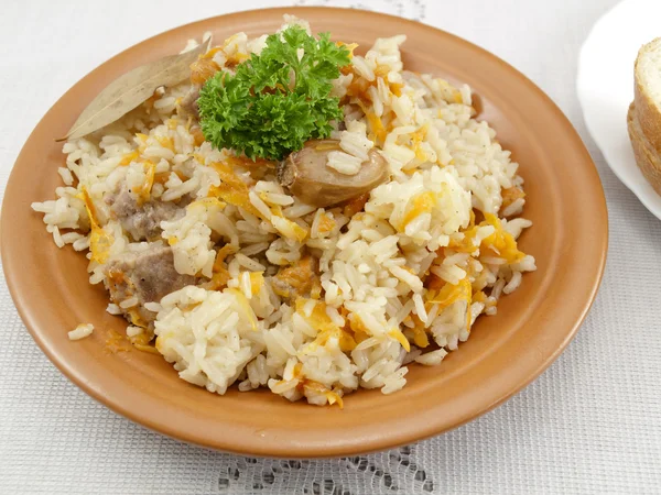 Plate of boiled rice — Stock Photo, Image