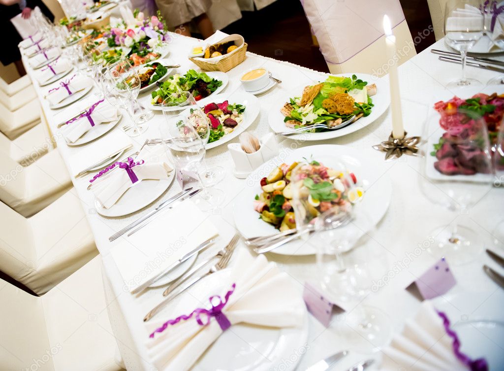 Luxury banquet table setting in restaurant