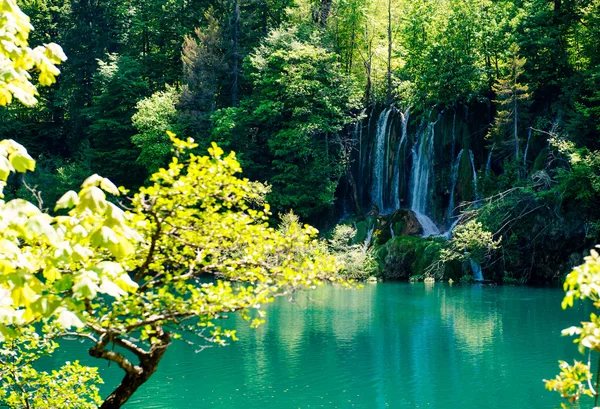 Schöner Wasserfall im Nationalpark Plitvicer Seen in Kroatien — Stockfoto