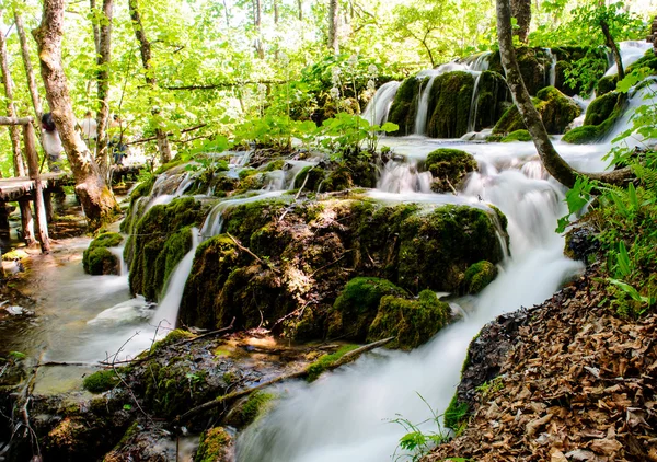 Bella cascata nel Parco Nazionale dei Laghi di Plitvice in Croato — Foto Stock