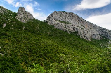 doğal dağ manzarası. Hırvatistan'daki Paklenica Milli Parkı