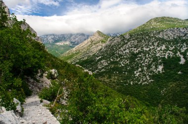 doğal dağ manzarası. Hırvatistan'daki Paklenica Milli Parkı